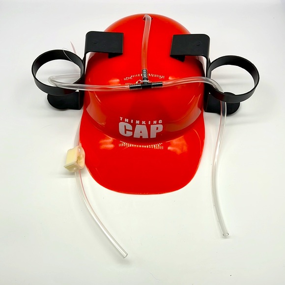 BMI Accessories Bmi Nwt Bright Red Beer Thinking Cap 2 Can Hard Hat